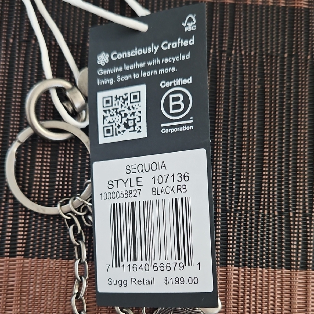 The Sak Silver-Tone Bag Charm Dangle Keychain with Brown Bead Accents - Picture 3 of 3
